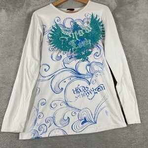 Y2K Divas Snow Gear Long Sleeve Top‎ Womens XL White Angel Wings Grunge Skate